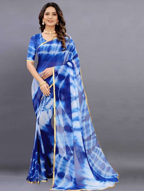 women tie & dye printed saree with blouse - 22041924 - Very Small Image - 1