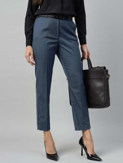 blue viscose trousers - 22069323 - Very Small Image - 1