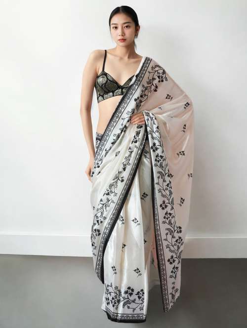 women floral printed ready to wear sareev with blouse - 22074645 - Very Small Image - 1