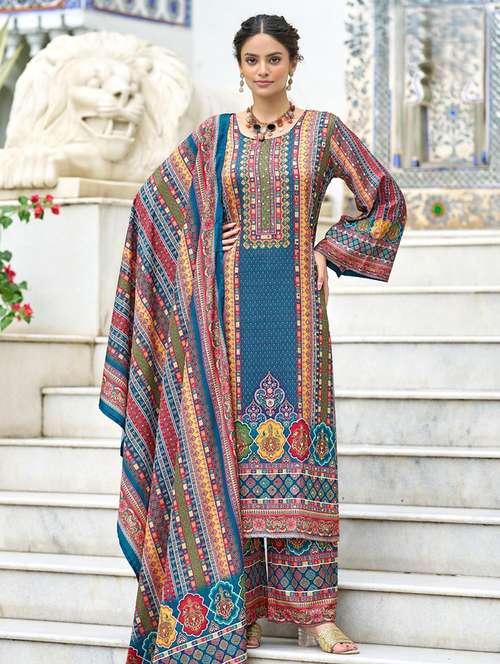 women printed long sleeve kurta palazzo with dupatta set - 22076920 - Very Small Image - 1