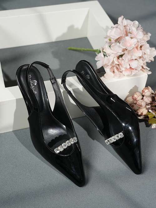 women solid back strap kitten heel sandals - 22084748 - Very Small Image - 1