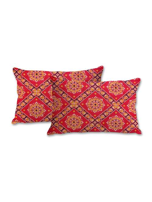 red tribal block art print pillow cover - 10462311 - Very Small Image - 1