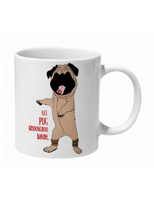 mooch wale kee pug ghoongroo bandh ceramic mug - 11280552 - Very Small Image - 1