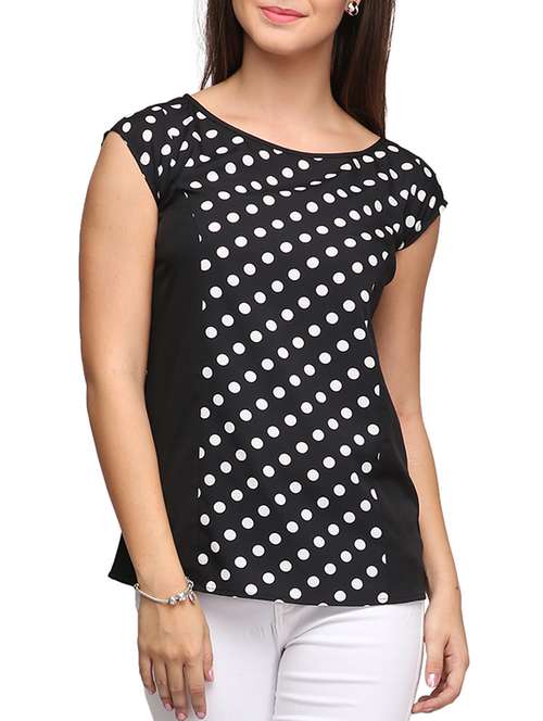monochrome polka dot print crepe top - 11300075 - Very Small Image - 1