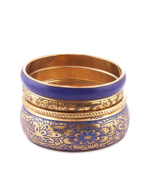 Gold and blue crafted bangle - 11427716 - Very Small Image - 1