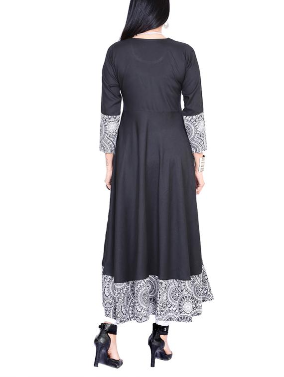 black viscose flared kurta - 11437198 - Zoom Image - 3