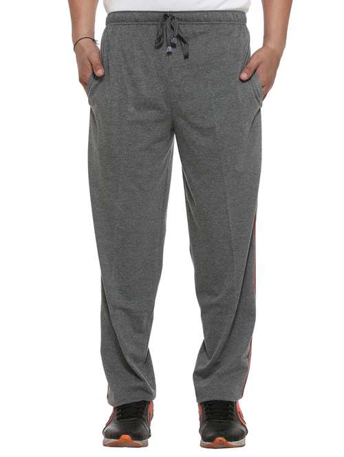 grey solid full length track pant - 11461378 - Very Small Image - 1