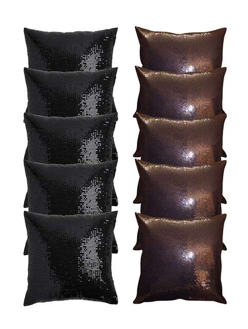 set of 10 multi colored poly silk cushion covers - 11488071 - Very Small Image - 1