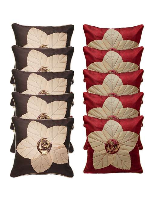 set of 10 multi colored poly silk cushion cover - 11488077 - Very Small Image - 1