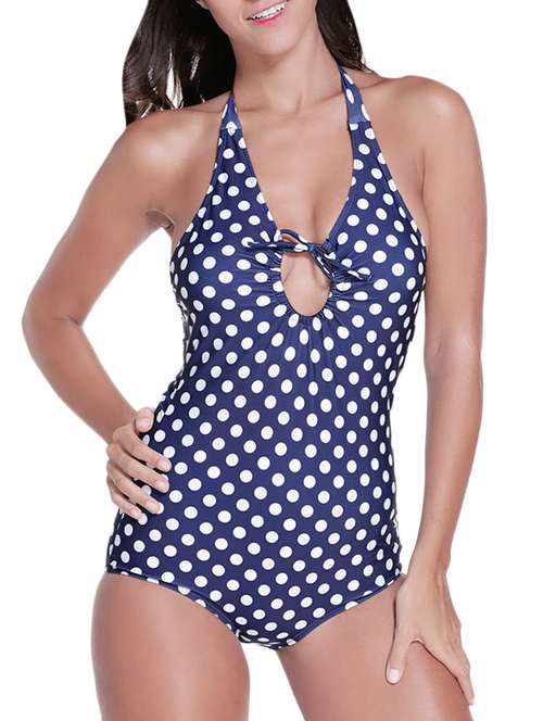 navy blue printed monokini - 11672589 - Very Small Image - 1
