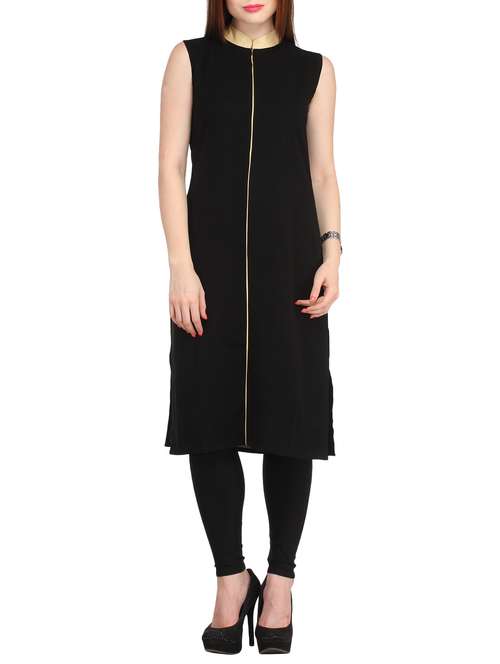 black crepe kurti - 11777956 - Very Small Image - 1