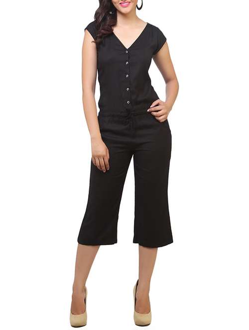 drawstring v-neck jumpsuit - 12124642 - Very Small Image - 1