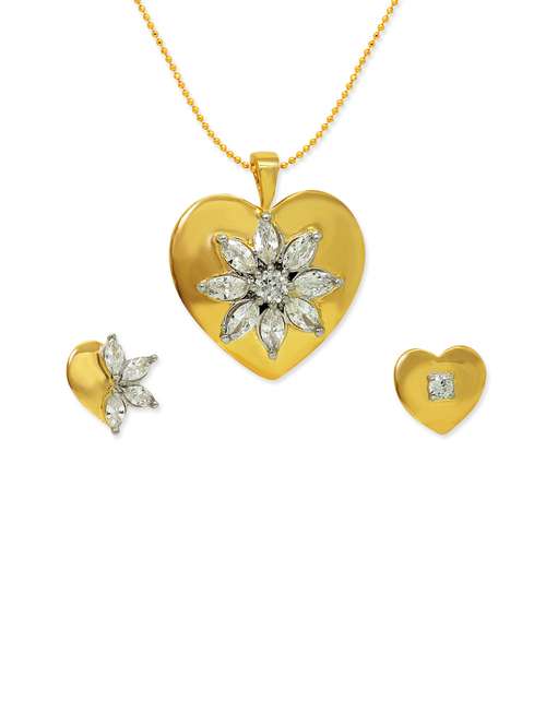 gold brass pendant and earrings set - 12441105 - Very Small Image - 1