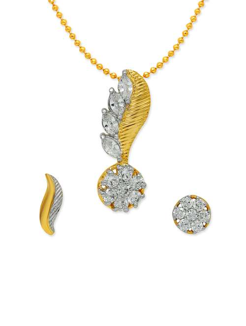 gold brass pendant and earrings set - 12441106 - Very Small Image - 1