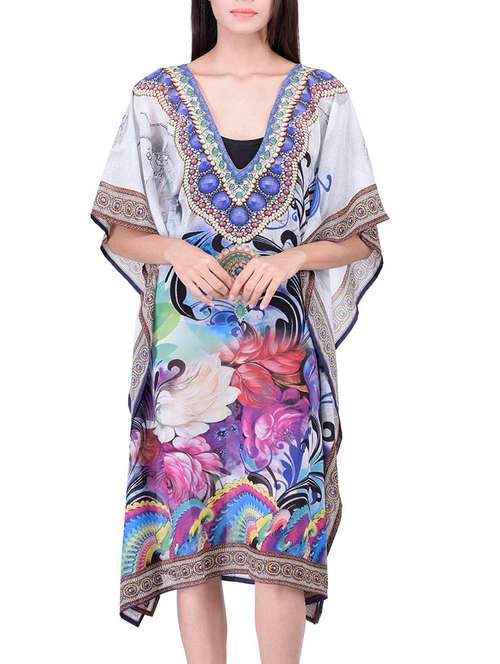 multi colored polyester kaftan - 12755844 - Very Small Image - 1