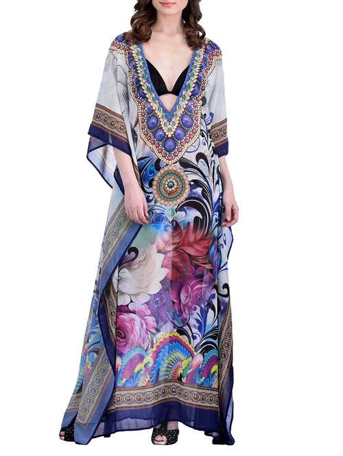 multi colored polyester kaftan - 12755864 - Very Small Image - 1