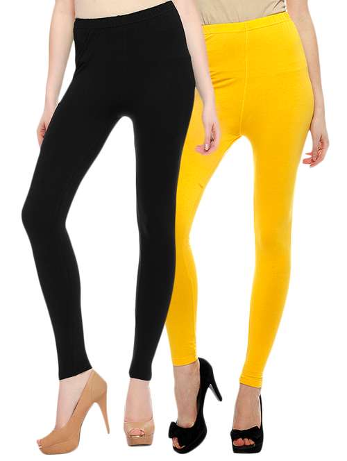 set of 2 multi colored cotton leggings - 12787593 - Very Small Image - 1