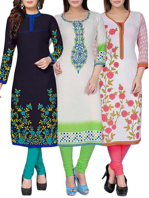 multi colored synthetic combos kurta - 12909430 - Very Small Image - 1