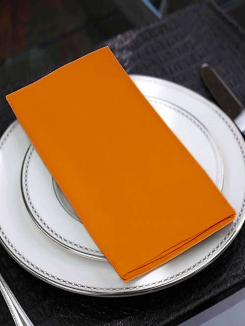 lushomes sun orange  cotton plain 6 table napkins set (dinner napkins) - 12998004 - Very Small Image - 1