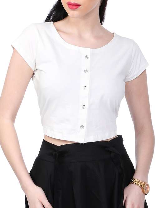 white cotton crop shirt - 12999615 - Very Small Image - 1