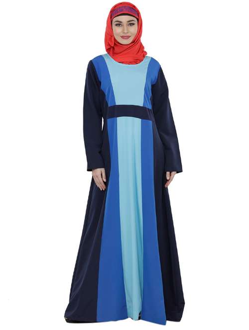 blue full sleeved abaya - 13117439 - Very Small Image - 1