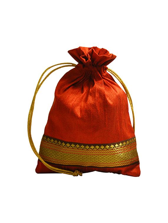 orange silk potli - 13679903 - Zoom Image - 3