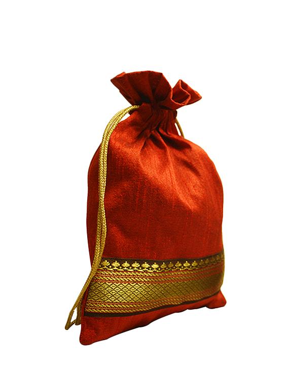 orange silk potli - 13679903 - Standard Image - 4