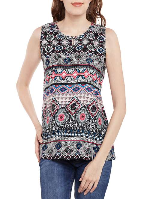 women's straight round neck top - 13744574 - Very Small Image - 1