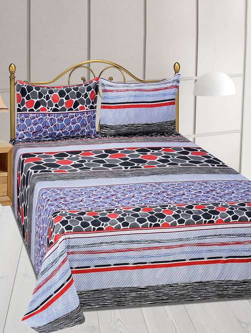polycotton printed double bedsheet with 2 pillow cover - 13833833 - Very Small Image - 1