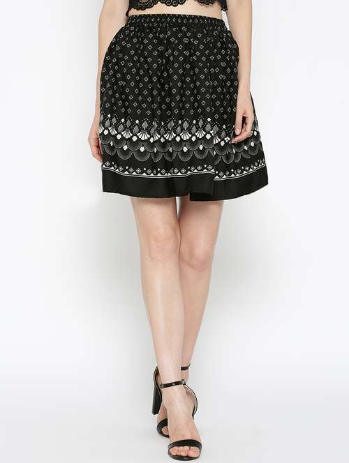 black printed flared skirt - 13852007 - Very Small Image - 1