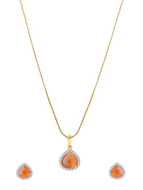 orange metal pendants and earring - 13854384 - Very Small Image - 1