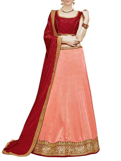 pink net flared lehenga - 14003657 - Very Small Image - 1