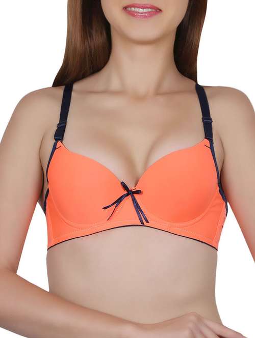 solid orange push up bra - 14065103 - Very Small Image - 1