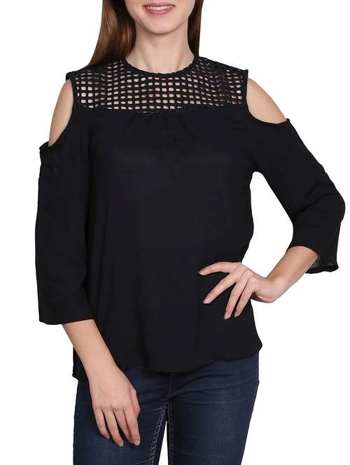 women's straight round neck top - 14161950 - Very Small Image - 1