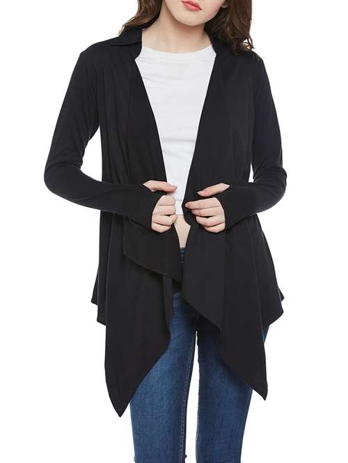black cotton waterfall shrug - 14189819 - Very Small Image - 1
