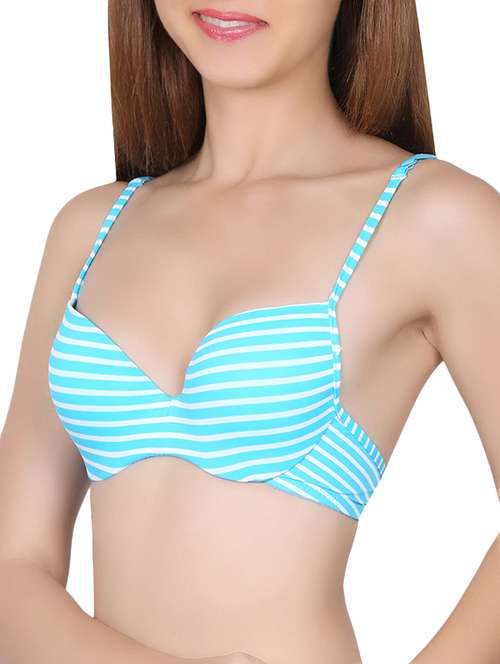 light blue striped push up bra - 14195746 - Very Small Image - 1