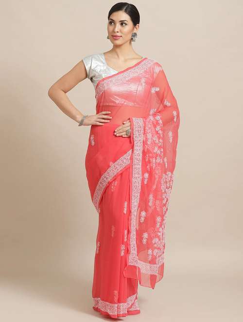 ada pink chikankari saree - 14196083 - Very Small Image - 1