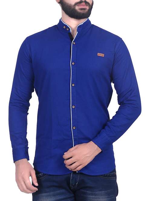 blue cotton casual shirt - 14197228 - Very Small Image - 1