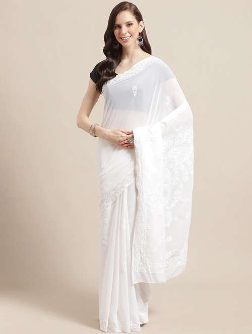 women's embroidered saree with blouse - 14240342 - Very Small Image - 1