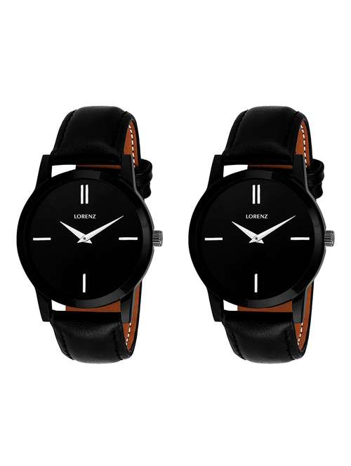 lorenz mk-0303a combo of 2 black dial men's watch for men - 14322112 - Very Small Image - 1
