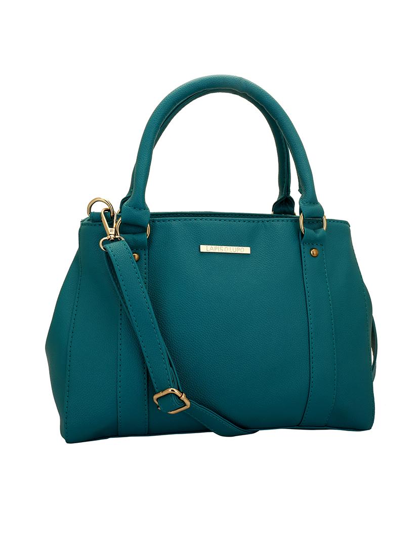 teal green solid regular handbag - 14350224 - Zoom Image - 3