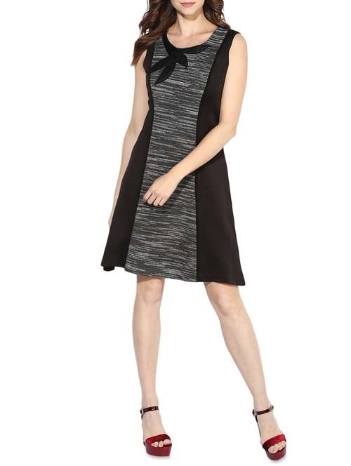 black printed a-line dress - 14369125 - Very Small Image - 1
