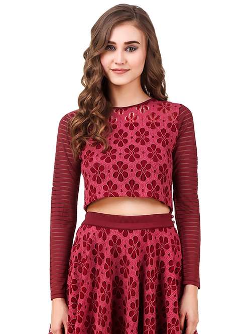 pink lace crop top - 14398263 - Very Small Image - 1
