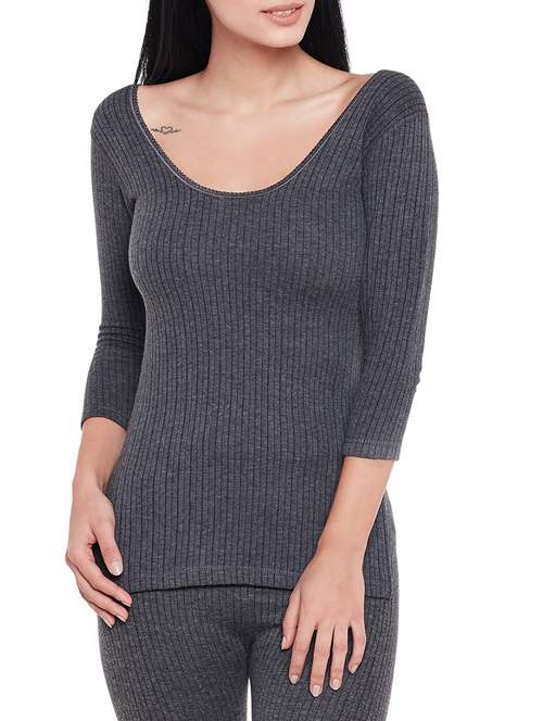 grey cotton tops thermals & inner wear - 14426071 - Very Small Image - 1