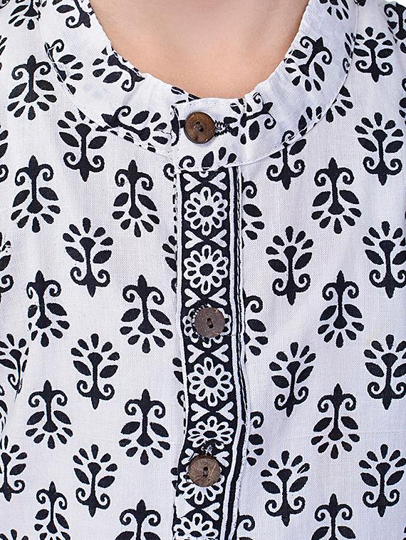 white cotton kurta set - 14428929 - Zoom Image - 4