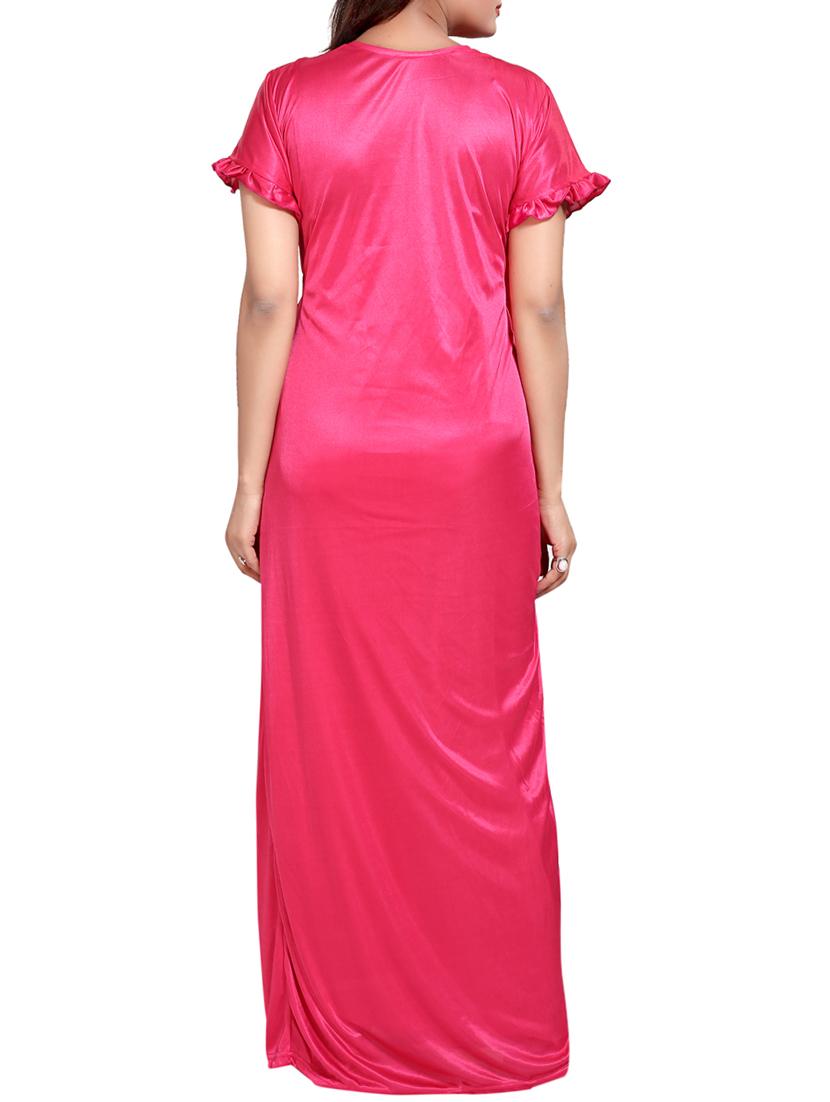 pink colored robe & nighty set - 14455175 - Standard Image - 8
