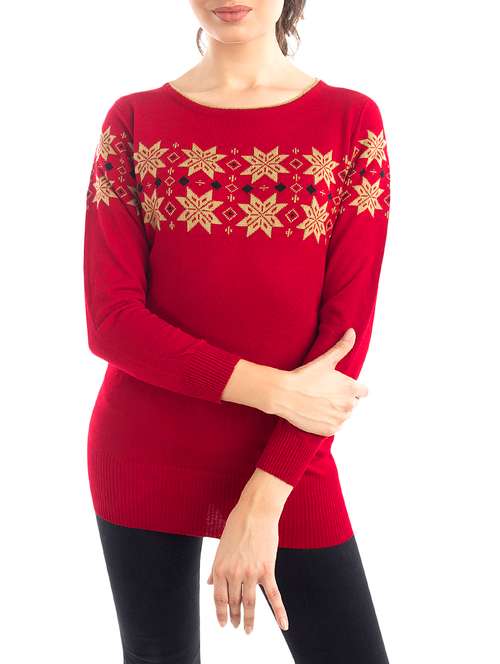 red woolen casual pullover - 14515060 - Very Small Image - 1
