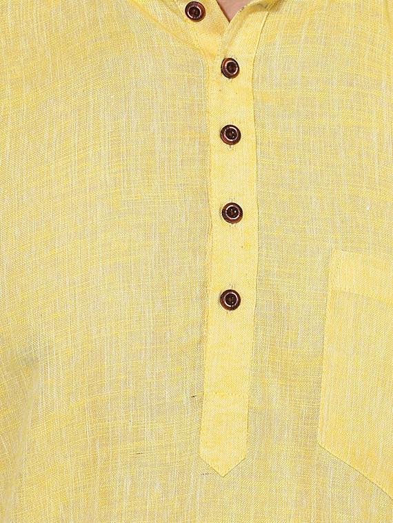 yellow cotton short kurta - 14557688 - Standard Image - 3
