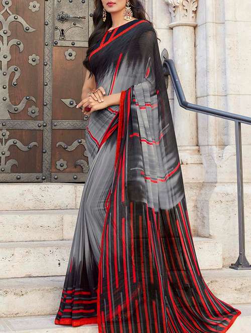 abstract printed saree with blouse - 14574367 - Very Small Image - 1