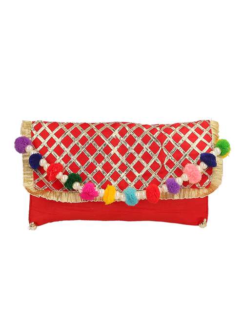 red silk ethnic clutch - 14576503 - Very Small Image - 1